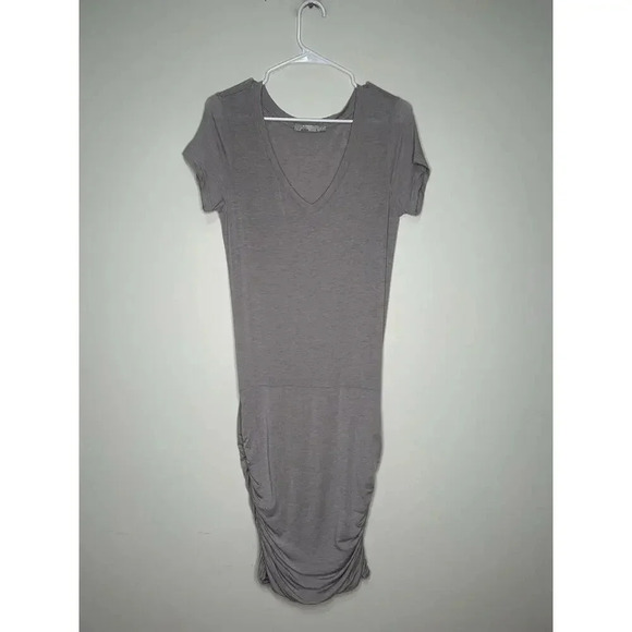 Prana Womens Small Foundation T-Shirt Dress Natural Modal Pencil Ruching Outdoor - Picture 1 of 8